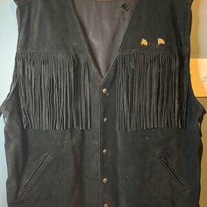 Vintage Lori Cole Suede Leather Fringe Vest. Sz. 27X33”